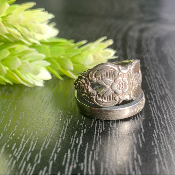 Vintage Spoon Ring Floral Flower Jewelry Bohemian Hippie - Picture 2 of 9